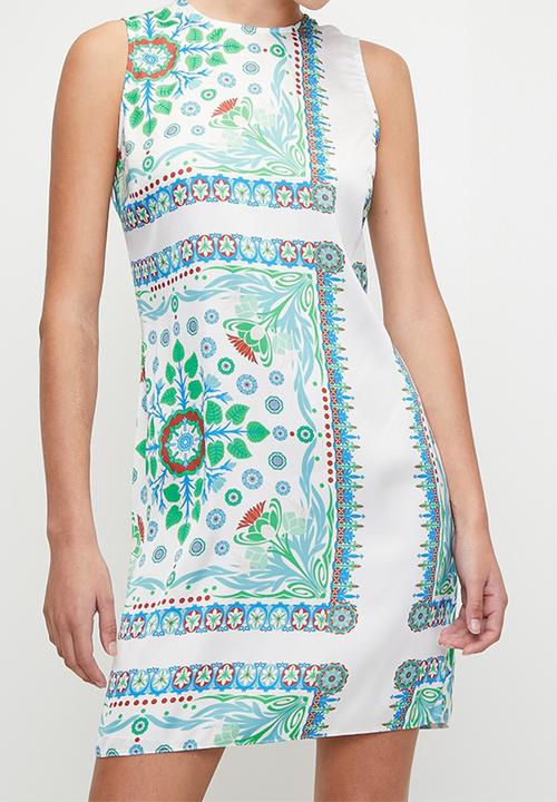 edit - Mini printed shift dress - delicate scarf print