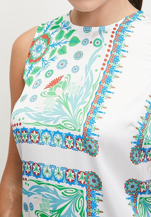 edit - Mini printed shift dress - delicate scarf print