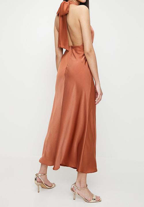 MILLA - Cross over halter midi dress - sunburn