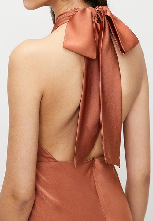 MILLA - Cross over halter midi dress - sunburn