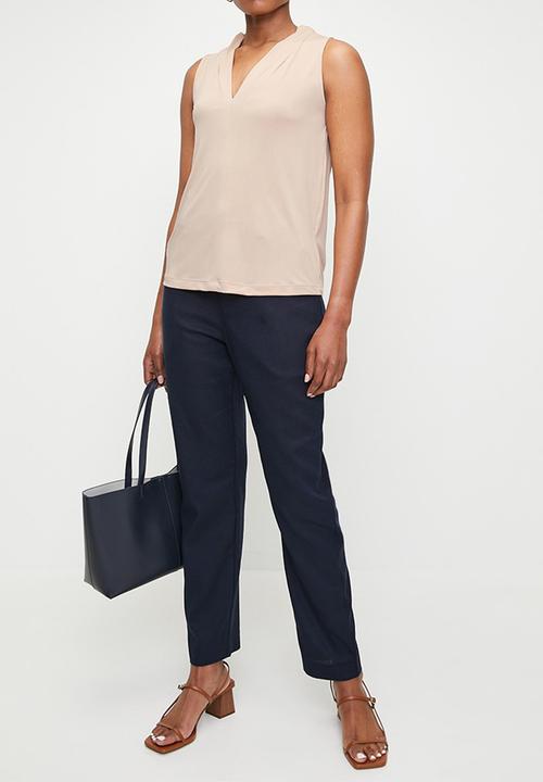 edit - EXTEND SLEEVE V-NECK VEST - STONE