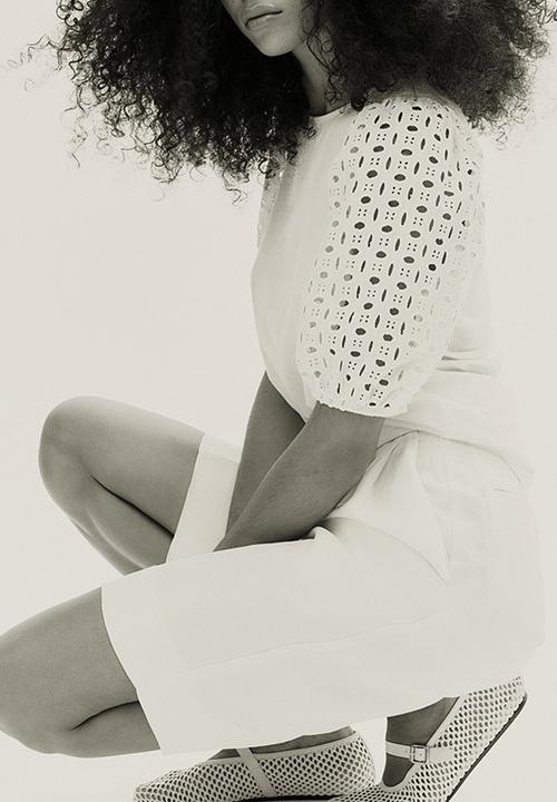 H&M - Puff-sleeved top - white
