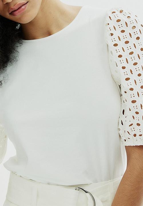 H&M - Puff-sleeved top - white