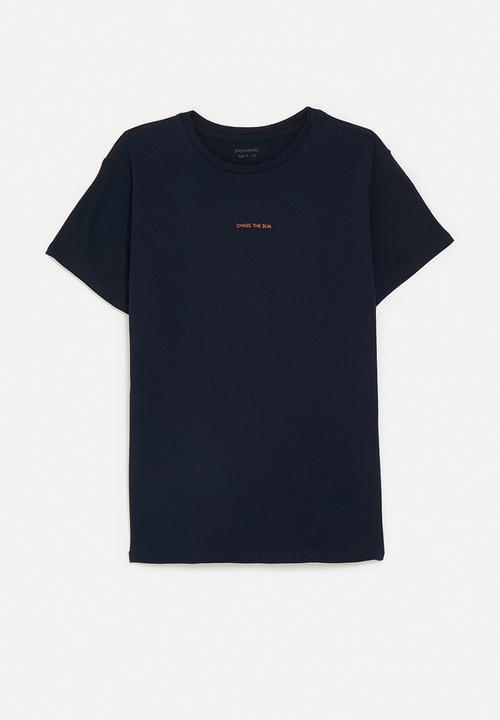 Pop Candy - Slogan & placement print tee - dark navy/chase the sun