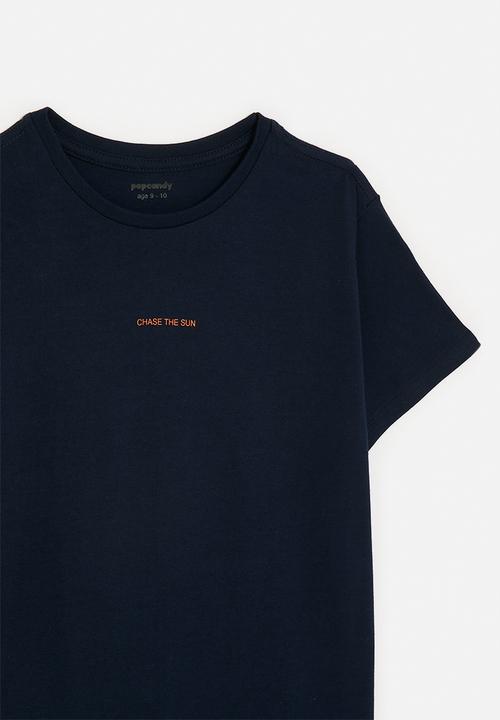 Pop Candy - Slogan & placement print tee - dark navy/chase the sun