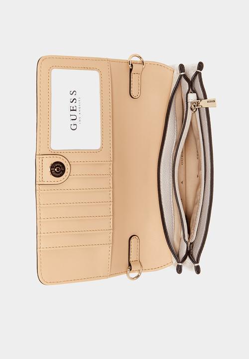 GUESS - Ahb Noelle Ii Crossbody Flap Organizer Bag - Latte Logo Brown