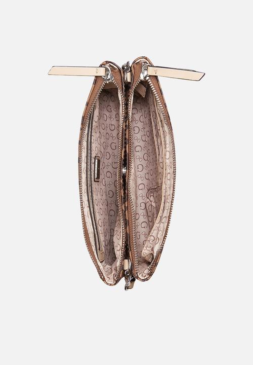 GUESS - Ahb Tidewood Mini Double Zip Crossbody Bag - Cocoa