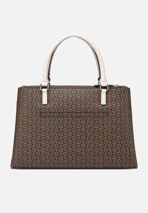 GUESS - Ahb Perrez Satchel Bag - Brown Multi
