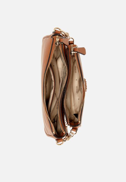 GUESS - Ahb Noelle Ii Dbl Pouch Crossbody Bag - Light Cognac