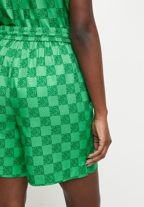 Steve Madden - Ladies Ayra Allover Printed Logo Shorts - Emerald