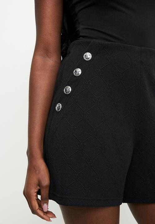 Steve Madden - Ladies Holly High Waisted Shorts With Poppers - Black