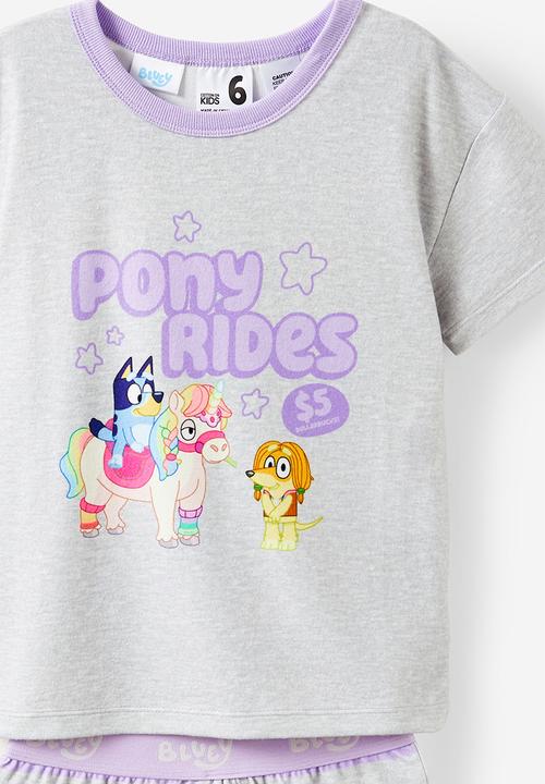 Cotton On - Dani short sleeve pyjama set licensed - lcn blu cloud marle/bluey pony rides