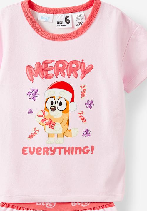 Cotton On - Dani short sleeve pyjama set licensed - lcn blu tea party pink/festive bingo