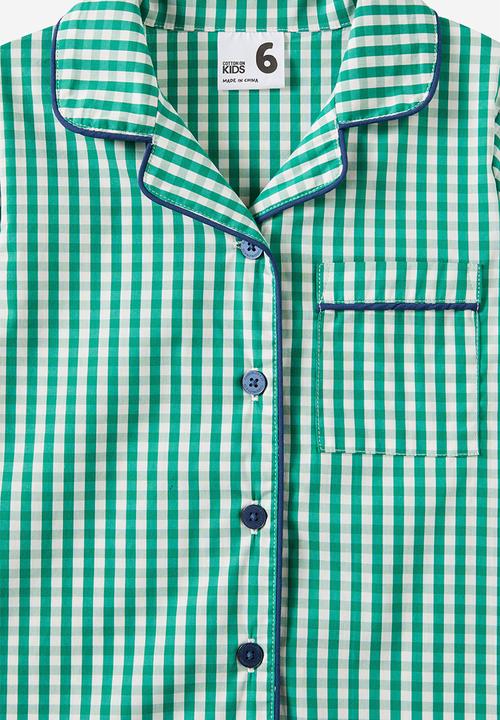 Cotton On - Barney short sleeve pyjama set - deep mint/gingham
