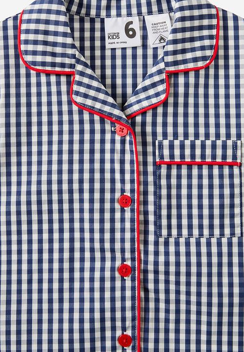 Cotton On - Barney short sleeve pyjama set - in the navy/gingham