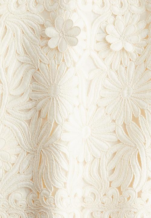 H&M - Appliquéd mini skirt - cream