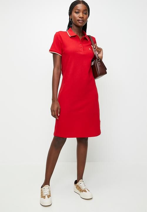 POLO - Wmn Leah s/s Golfer Dress - Red White