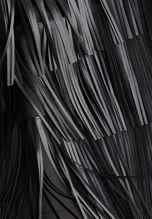 H&M - Fringed coated mini skirt - black