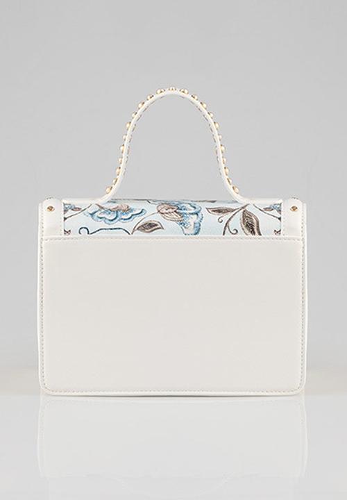 SISSY BOY - Flower bloom top handle bag - blue & white 