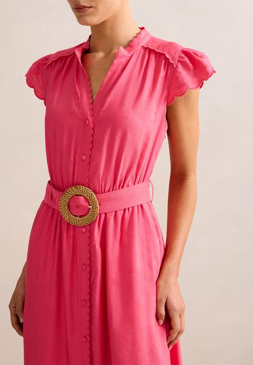 Forever New - Serafina Scallop Edge Linen Midi Dress