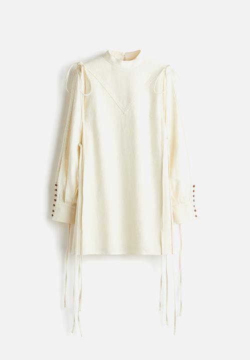 H&M - Lorena Saravia H&M: Linen-blend dress - white