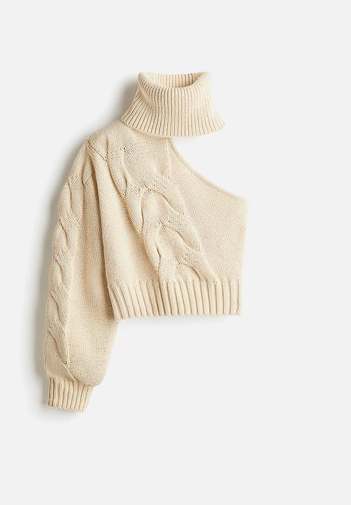 H&M - Lorena Saravia H&M: Asymmetric turtleneck jumper - beige