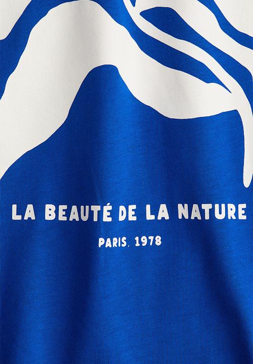 H&M - Oversized t-shirt - bright blue fleuri 