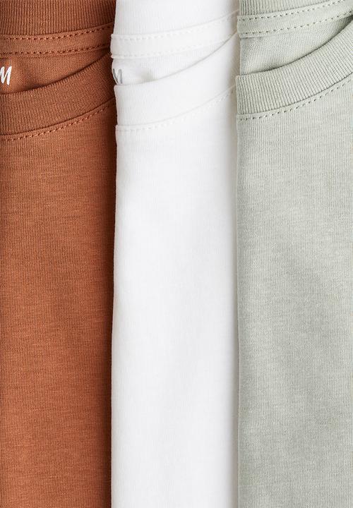 H&M - 3-Pack T-shirts - light green/rust red