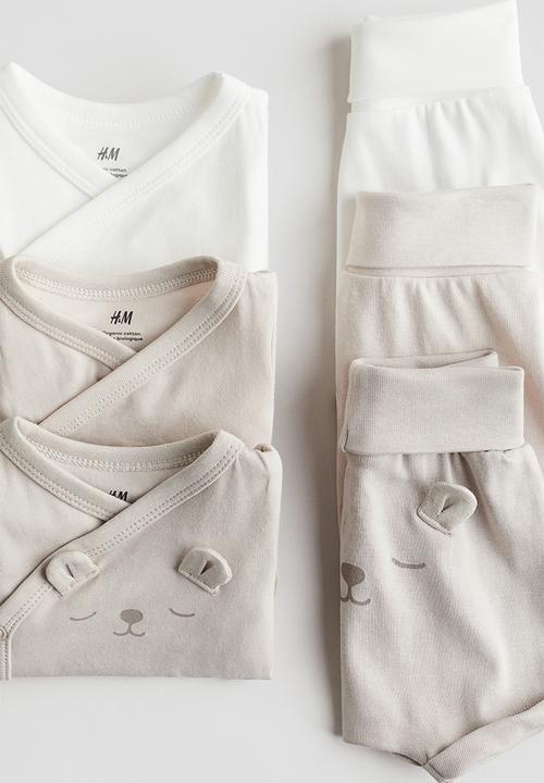 H&M - 6-Piece jersey set - beige/bear