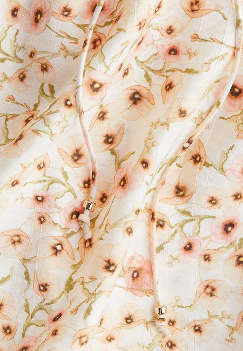 H&M - Butterfly-sleeved blouse - white floral