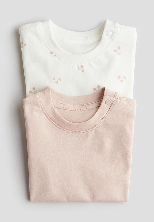 H&M - 2-Pack cotton T-shirts - light pink/cherries