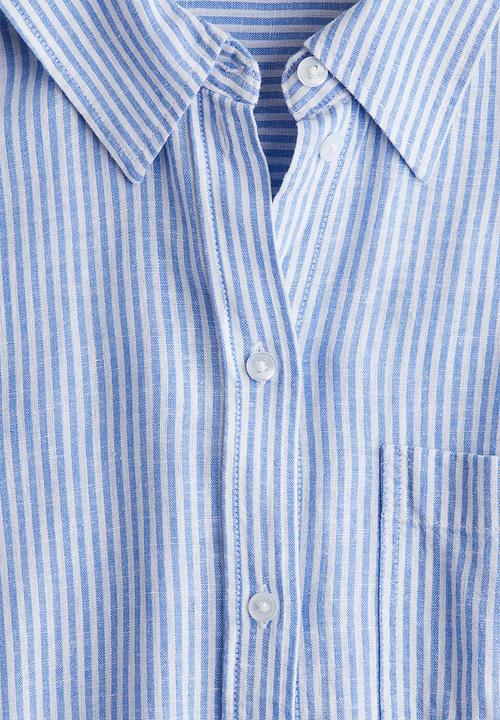 H&M - Linen-blend shirt - blue & white striped