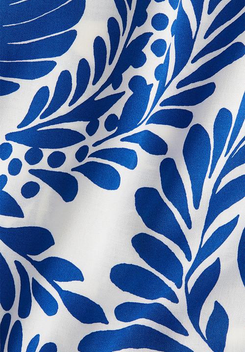 H&M - Viscose tunic dress - white & blue patterned