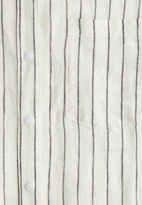 H&M - Linen shirt - white & black striped