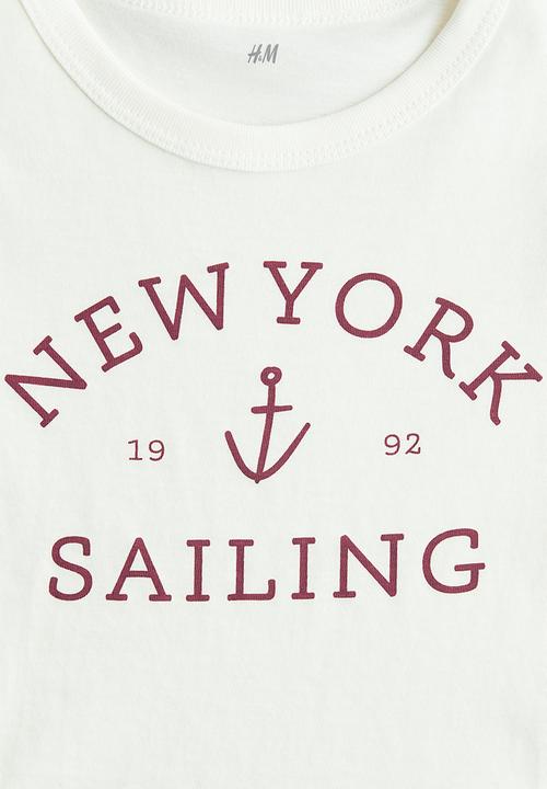 H&M - Printed cotton T-shirt - white/new york sailing
