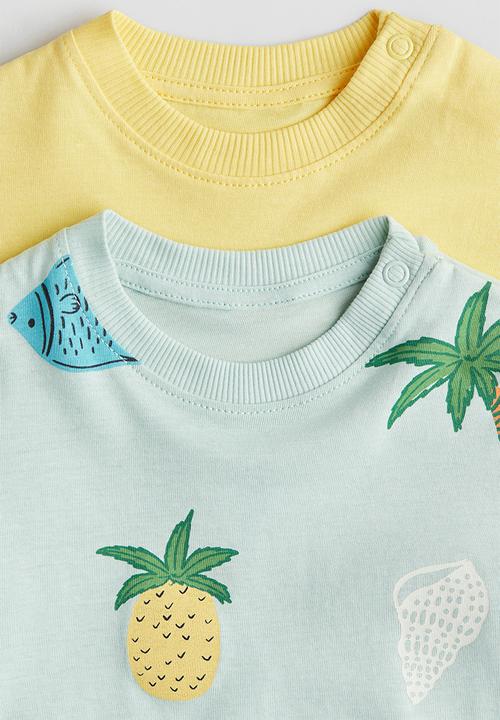 H&M - 2-pack cotton t-shirts -light turquoise/beach