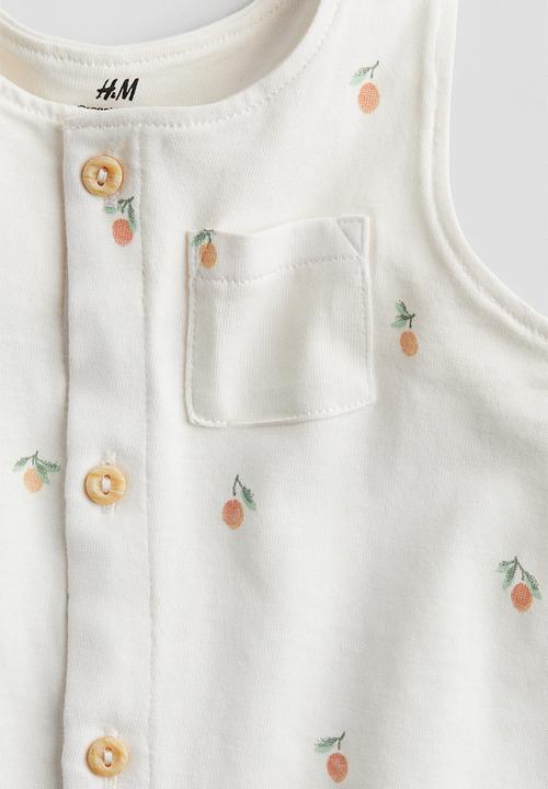 H&M - Patterned romper suit - white/mangos
