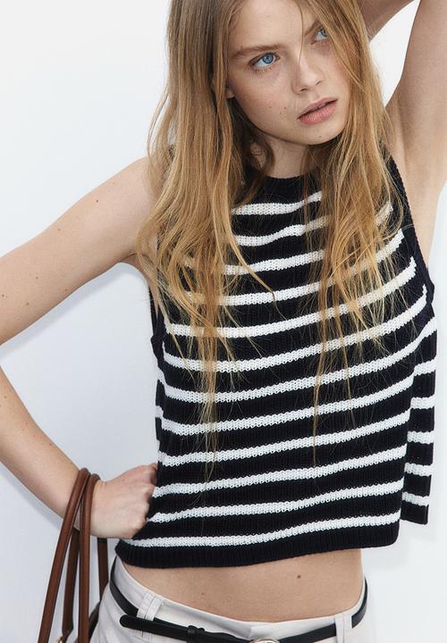 H&M - Sweater vest - navy blue/striped