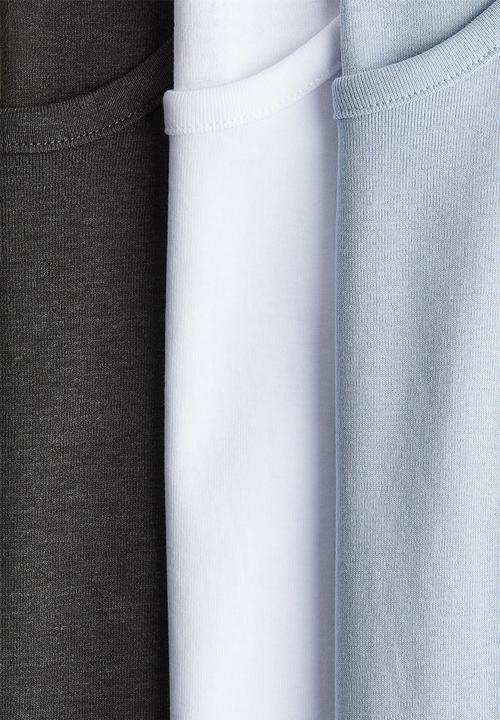 H&M - 3-Pack cotton jersey vest tops - light blue/dark grey 