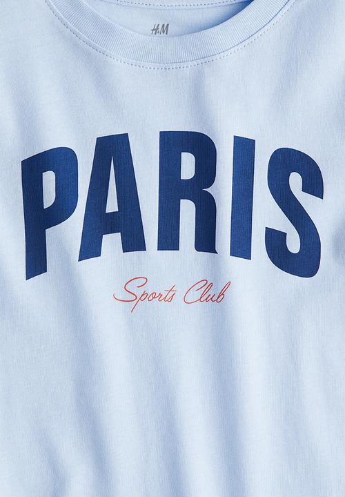 H&M - Printed T-shirt - light blue/paris