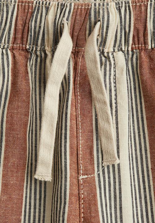 H&M - Linen-blend shorts - brown/striped