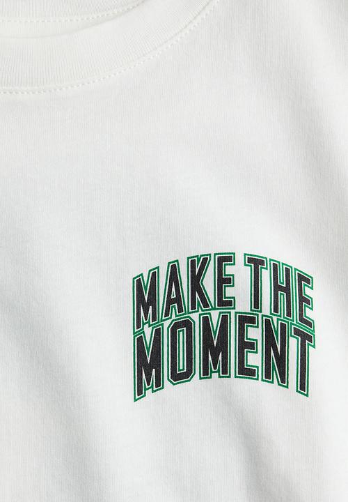 H&M - Printed T-shirt - white make the moment