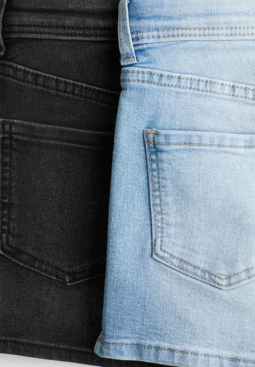 H&M - 2-Pack denim shorts - light denim blue/black