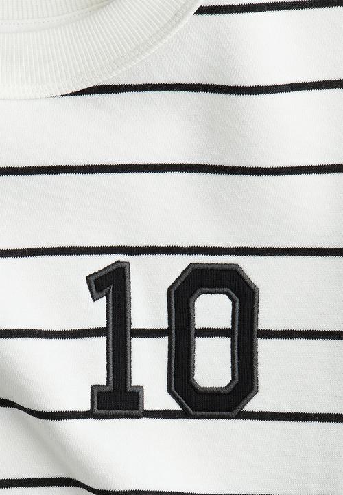 H&M - Print-motif short top - white striped 