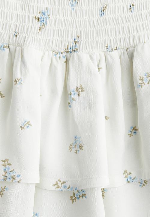 H&M - Smocked skirt - white floral