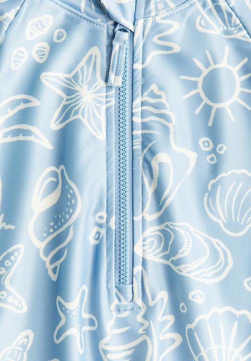 H&M - Long-sleeved swimsuit - blue/seashells