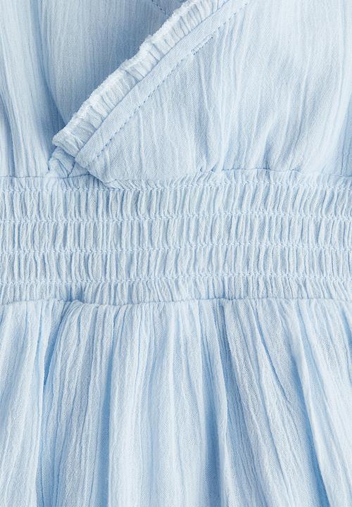 H&M - Smocked frill-trimmed dress - light blue 