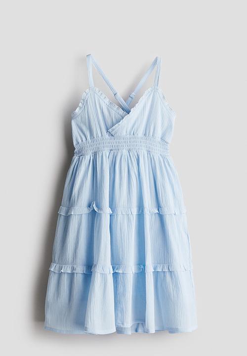 H&M - Smocked frill-trimmed dress - light blue 