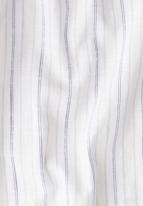 H&M - Relaxed fit cotton trousers - white & beige striped