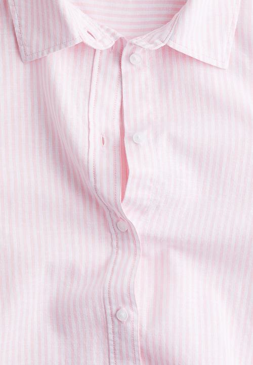 H&M - Linen-blend shirt - light pink striped